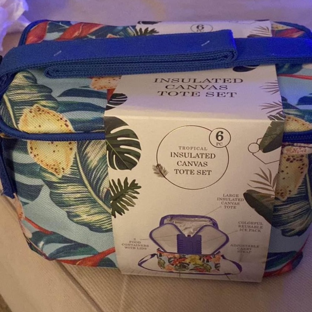 Insulated canvas tote with 6pcs